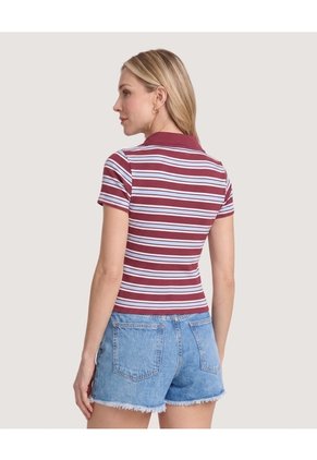 Polo Cropped Para Mujer Vino Ostu