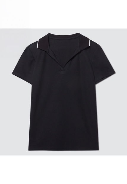 Polo Para Mujer Manga Corta Color Negro Marca Ostu #40110137