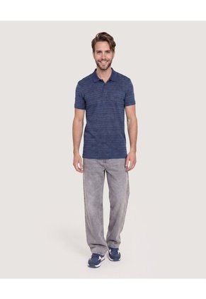 Polo Tricot Textura Premium  Para Hombre Azul Ostu