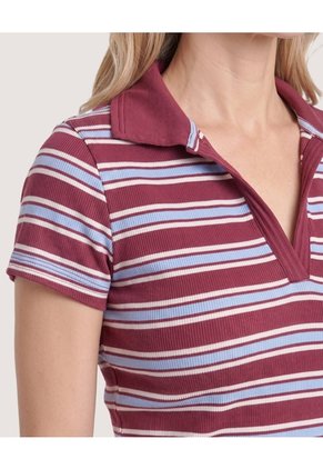 Polo Cropped Para Mujer Vino Ostu