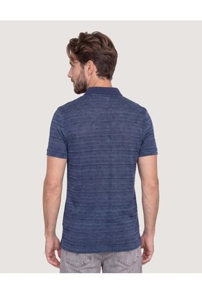 Polo Tricot Textura Premium  Para Hombre Azul Ostu