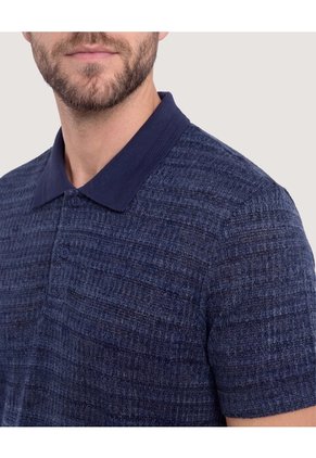 Polo Tricot Textura Premium  Para Hombre Azul Ostu