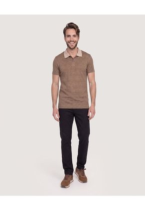 Polo Tricot Textura Premium Para Hombre Beige Ostu