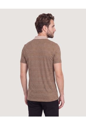 Polo Tricot Textura Premium Para Hombre Beige Ostu