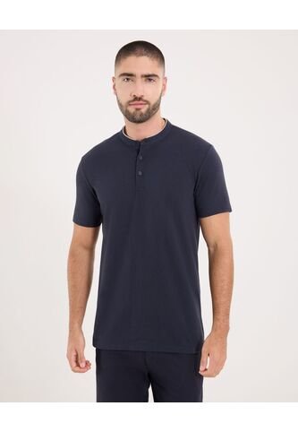 Polo Para Hombre Cuello Mao Sin Bolsillo Color Azul  Marca Ostu #60110511 Ostu