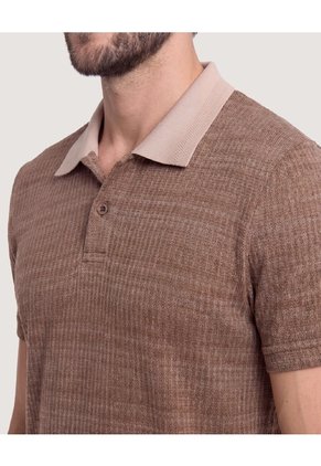 Polo Tricot Textura Premium Para Hombre Beige Ostu
