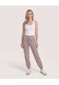 Jogger Unicolor  Para Mujer Beige Ostu de Ostu