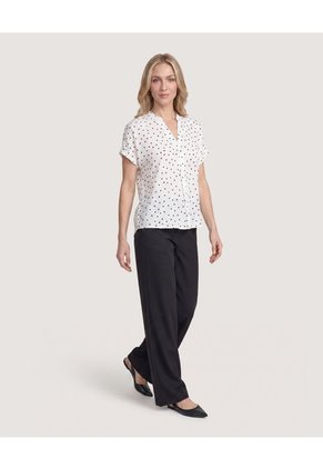 Blusa Escote V Fluida Para Mujer Blanco Ostu