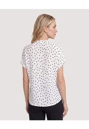 Blusa Escote V Fluida Para Mujer Blanco Ostu