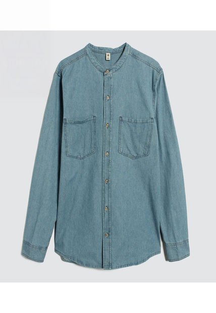 Camisa Para Hombre Manga Larga Con Bolsillo Color Azul  Marca Ostu #60010688