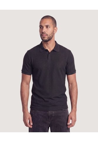 Polo Texturizada  Para Hombre Negro Ostu Ostu