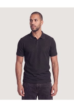 Polo Texturizada Para Hombre Negro Ostu