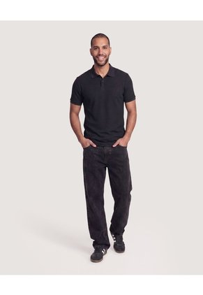 Polo Texturizada Para Hombre Negro Ostu