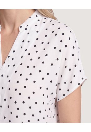 Blusa Escote V Fluida Para Mujer Blanco Ostu
