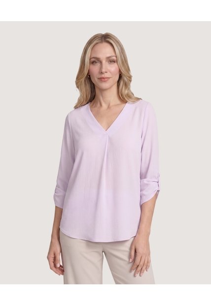 Blusa Cuello V  Para Mujer Lila Ostu