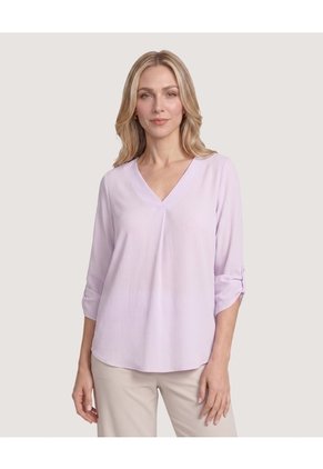 Blusa Cuello V Para Mujer Lila Ostu