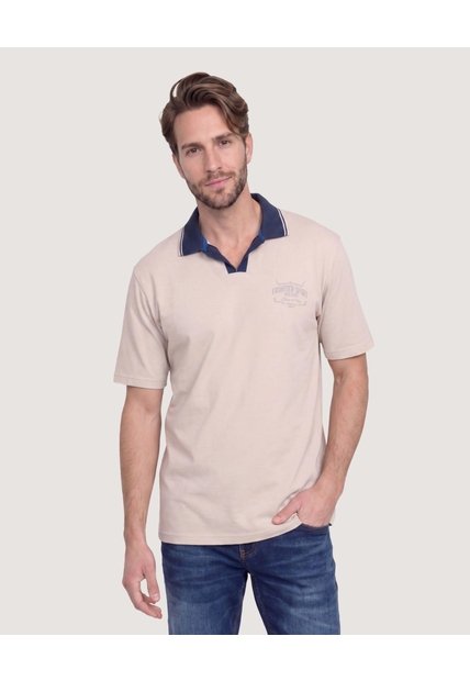 Polo Retro Contrast  Para Hombre Avena Ostu