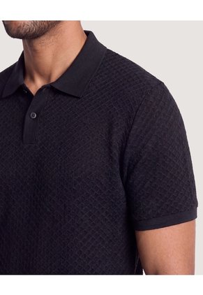 Polo Texturizada Para Hombre Negro Ostu