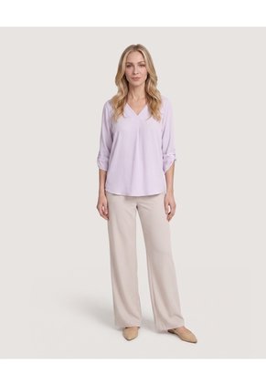 Blusa Cuello V Para Mujer Lila Ostu