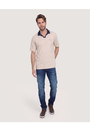 Polo Retro Contrast  Para Hombre Avena Ostu