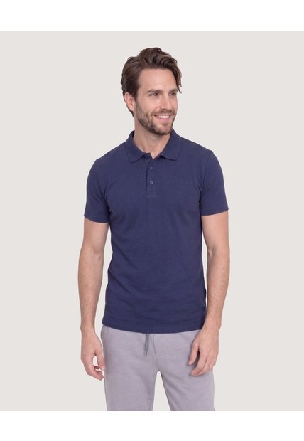 Polo Basica  Para Hombre Azul Ostu