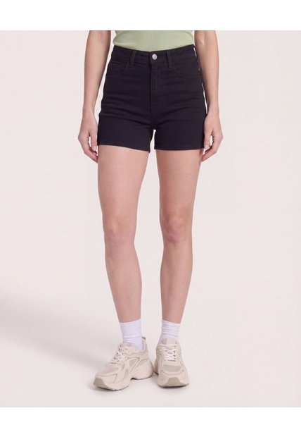 Short Mom Tiro Alto  Para Mujer Negro Ostu
