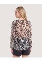 Blusa Escote Ojal Estampada  Para Mujer Blanco Ostu de Ostu