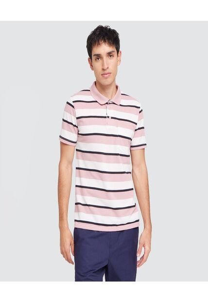 Polo Para Hombre Cuello Tejido Sin Bolsillo Color Rosado  Marca Ostu #60110495