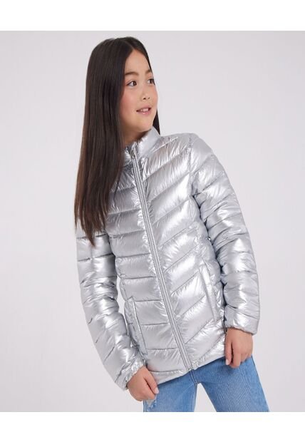 Chaqueta Para Niña Acolchada Color Plata Marca Ostu #90080033
