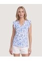 Blusa Manga Corta Con Boleros  Para Mujer Blanco Ostu de Ostu