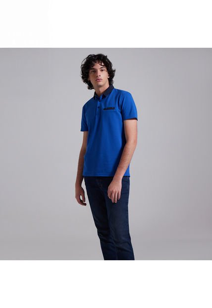 Polo Para Hombre Cuello Tejido Con Bolsillo Color Azul  Marca Ostu #60110514