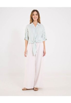 Blusa  Para Mujer Manga Corta Color Verde Marca Ostu #40121212