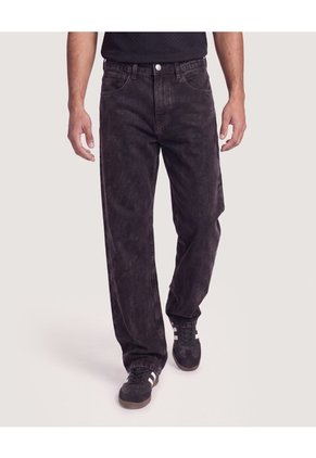 Jean Straight Vintage Wash Para Hombre Negro Ostu