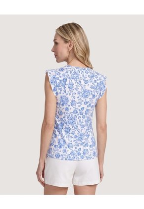 Blusa Manga Corta Con Boleros Para Mujer Blanco Ostu