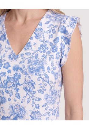 Blusa Manga Corta Con Boleros Para Mujer Blanco Ostu