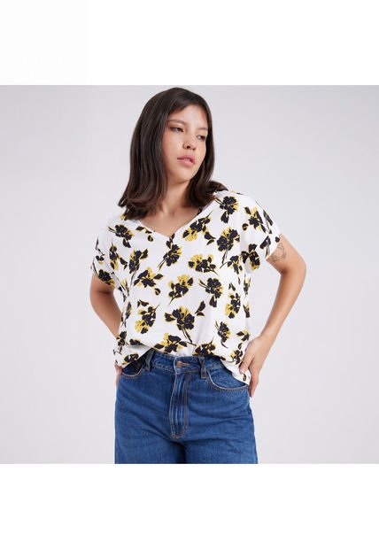 Blusa Para Mujer Manga Corta Color Crema Marca Ostu #40120894