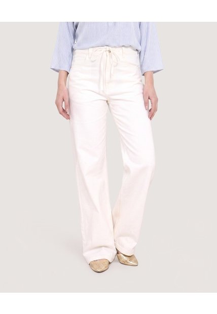 Jean Wide Leg Con Cordón.  Para Mujer Crudo Ostu