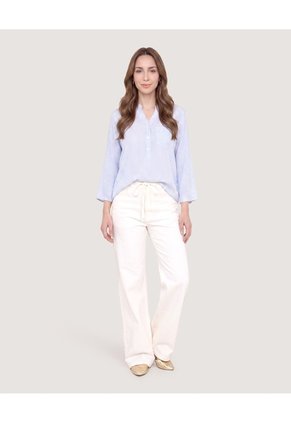 Jean Wide Leg Con Cordón. Para Mujer Crudo Ostu