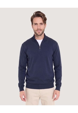 Saco Half Zipper Cuello Alto  Para Hombre Azul Ostu Ostu