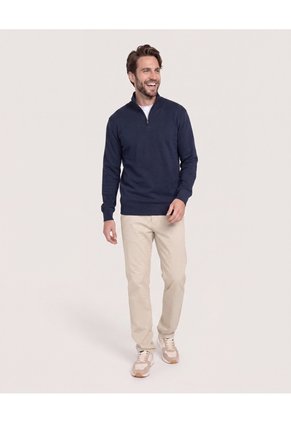 Saco Half Zipper Cuello Alto Para Hombre Azul Ostu