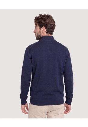 Saco Half Zipper Cuello Alto Para Hombre Azul Ostu