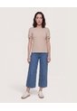 Camiseta Puff Sleeve Charm  Para Mujer Beige Ostu de Ostu