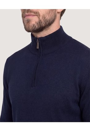 Saco Half Zipper Cuello Alto Para Hombre Azul Ostu