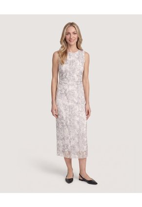 Vestido Largo Mesh Marmoleado  Para Mujer Gris Ostu