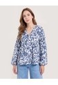 Blusa Estampada Boho Relax  Para Mujer Azul Ostu de Ostu