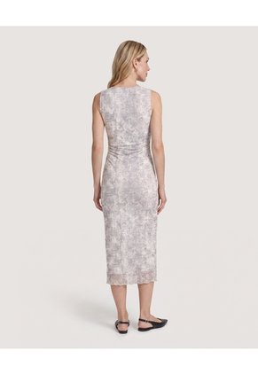 Vestido Largo Mesh Marmoleado  Para Mujer Gris Ostu