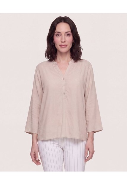 Blusa Basica Manga ¾  Para Mujer Café Ostu
