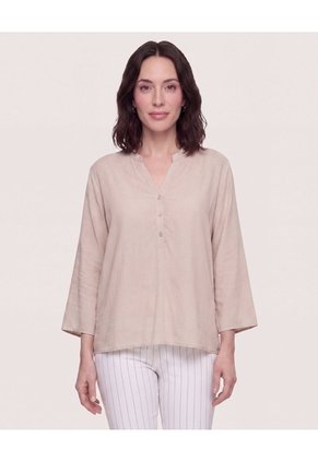 Blusa Basica Manga ¾ Para Mujer Café Ostu