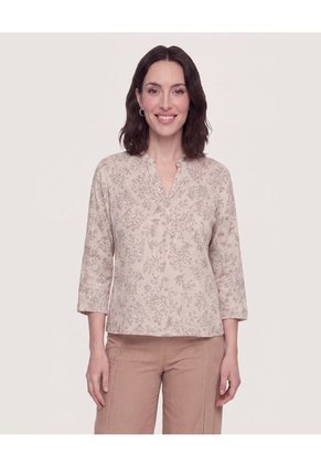 Blusa Basica Manga ¾ Para Mujer Café Ostu