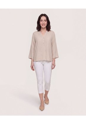 Blusa Basica Manga ¾ Para Mujer Café Ostu